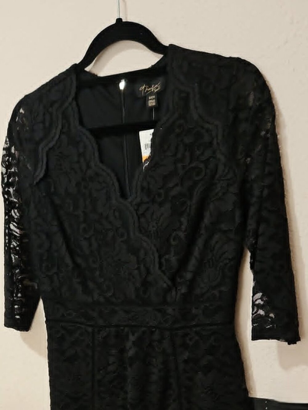 Black lace v-neck midi